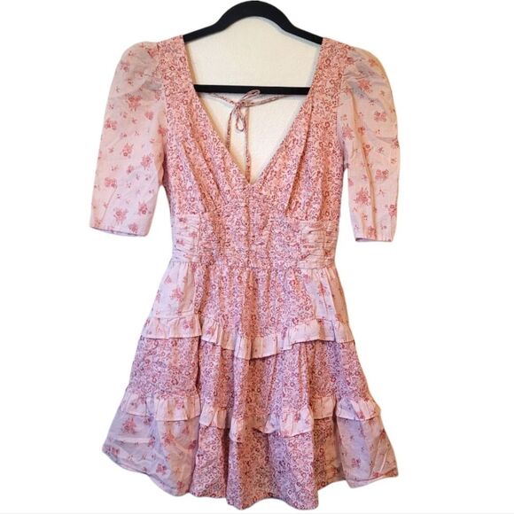 American Eagle Outfitters Dresses & Skirts - American Eagle Women's Pink Floral Ruffle Boho Dress Size S
